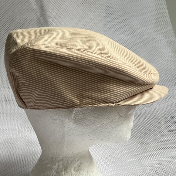 Kangol Check Hudson Cap Hat Newsboy Size Large 100% Cotton Cream Striped - Picture 4 of 12